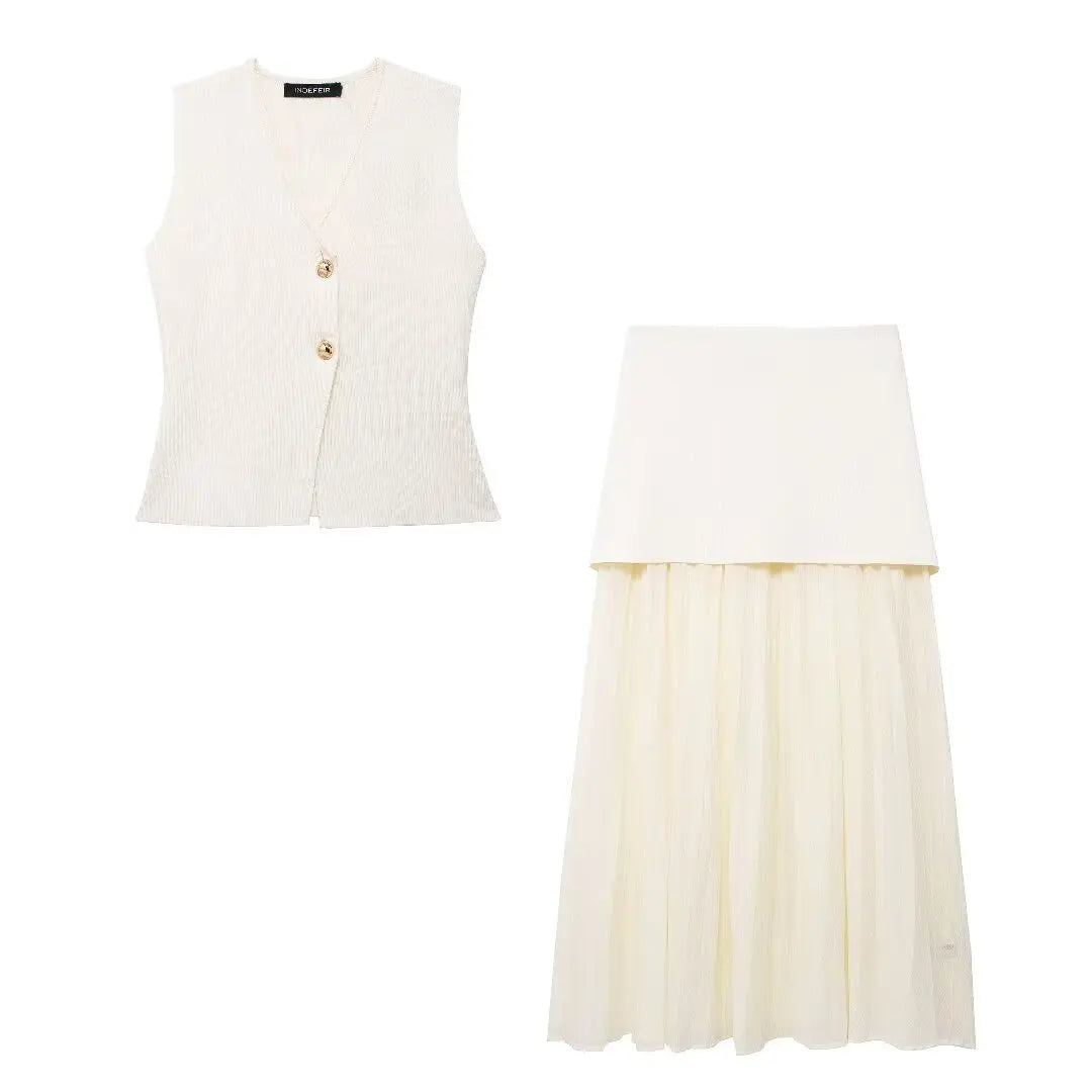 Cream Two-Piece – Vest & Skirt