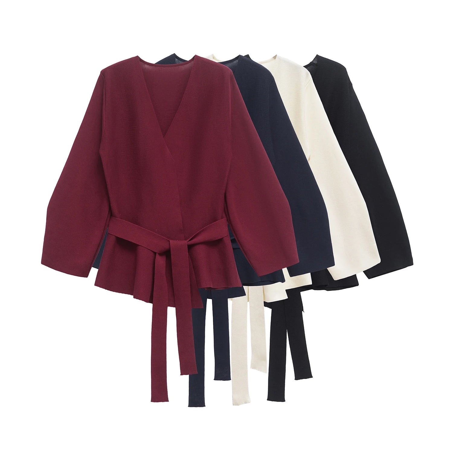 MAAYAH Waist-Tie Knit Cardigan