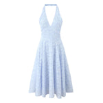 Backless Floral Halter A-Line Dress